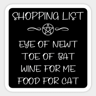 Eye of Newt, Wine, Cat Food Cheeky Witch® Shopping List Sticker